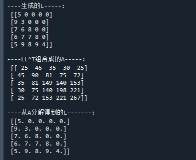 Cholesky分解的结果
