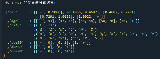 iv筛选后的变量与分箱