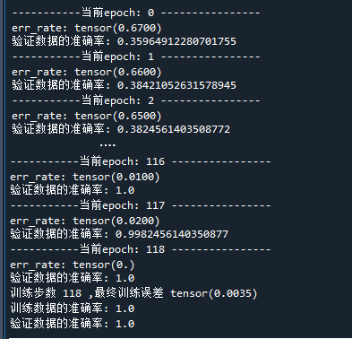 模型的训练结果